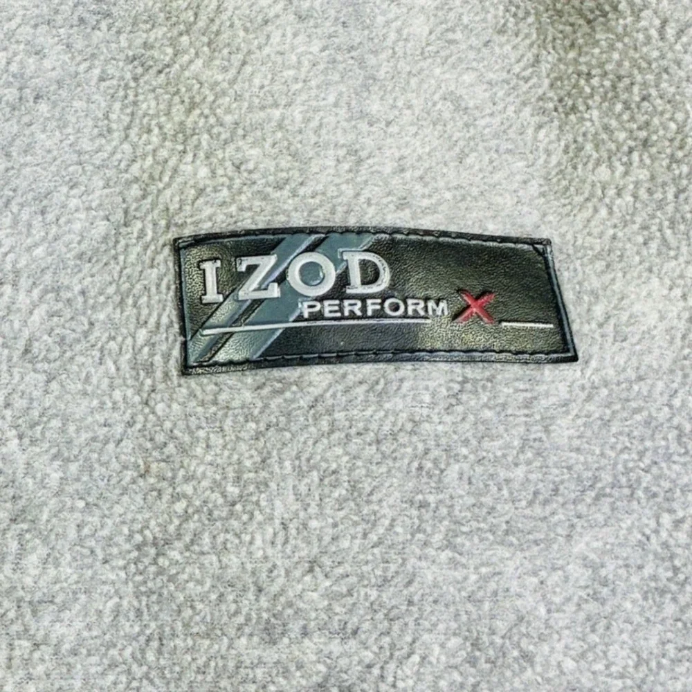 IZOD Performance Mens XL Fleece Quarter Zip Pullover Gray Black Stripe Mock Neck